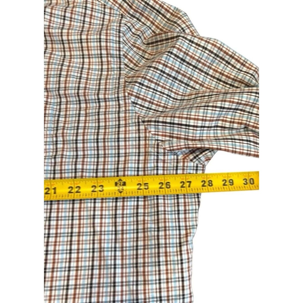 Peter Millar Mens XXLarge/ Tall Button Down Shirt Blue Brown Plaid Long Sleeve - Picture 6 of 7